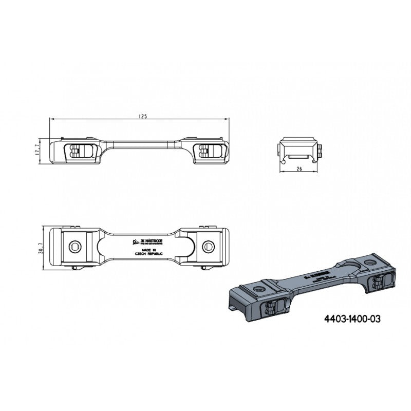 34mm anneaux de lunette | base picatinny monobloc avec leviers 