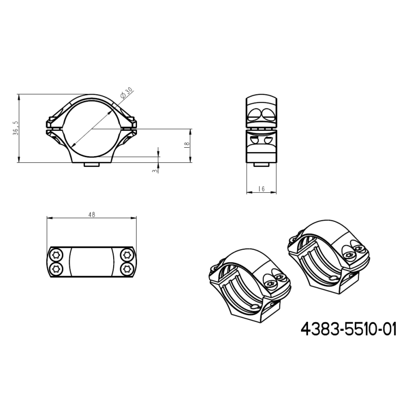 30mm anneaux de lunette | base picatinny monobloc avec leviers QD 