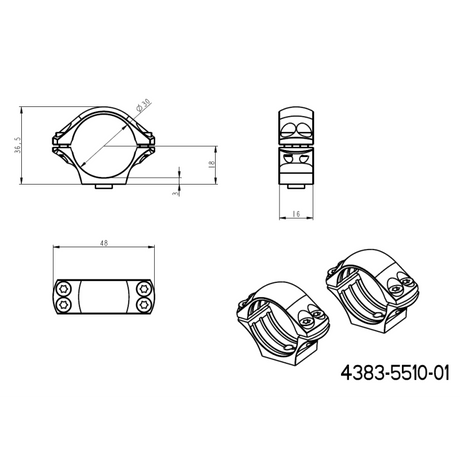 30mm anneaux de lunette | base Picatinny QD Ergo longue 