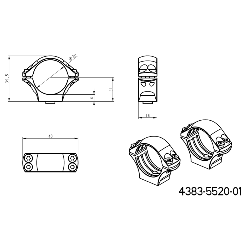 30mm anneaux de lunette | base picatinny monobloc avec leviers 