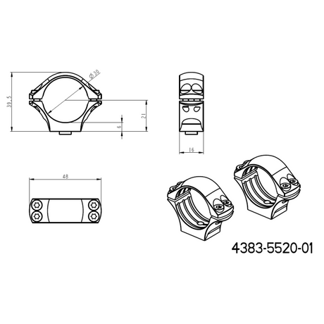 30 mm anneaux de lunette | base Ergo QD Picatinny en deux parties 