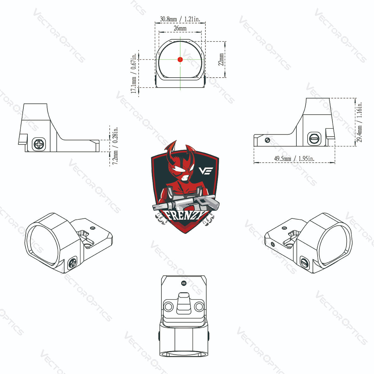 Vector Optics Frenzy 1x22x26 MOS point rouge 